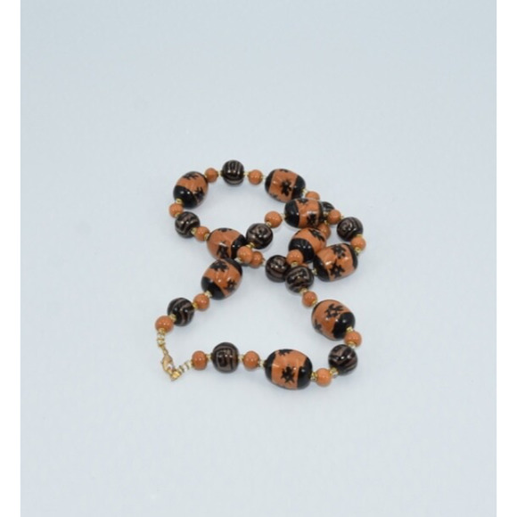 Kazuri Kenya Hand Crafted Fair Trade Black & Brown Beaded Statement Necklace - Picture 3 of 5